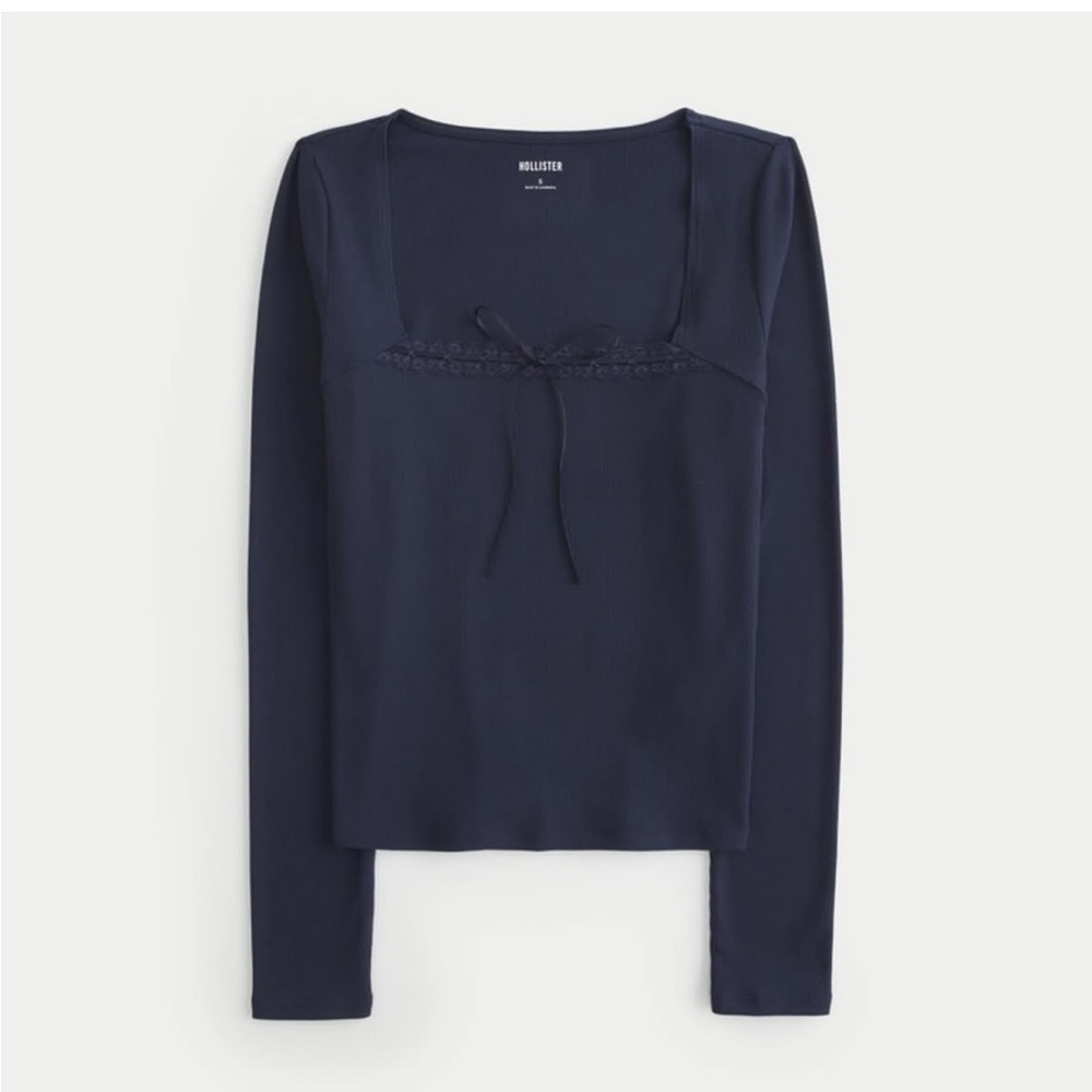 Hollister Ribbed Squareneck Long Sleeve Shirt